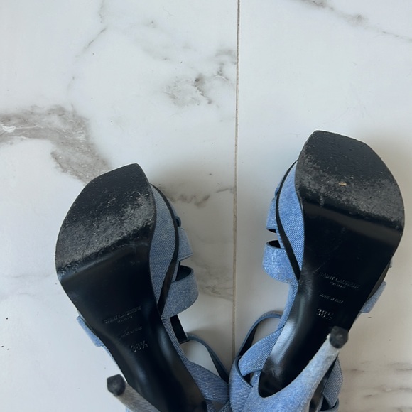 Saint Laurent Tribute Sandal Blue Jean 38.5 👖 👠 - Picture 9 of 10